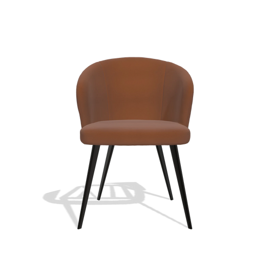 Chaise de salle à manger Lisette 6599 en Cuir B912 (rouille), pieds en noir, vue de face