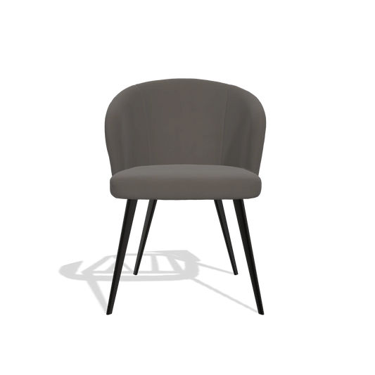 Chaise de salle à manger Lisette 6599 en Cuir B918 (gris foncé), pieds en noir, vue de face