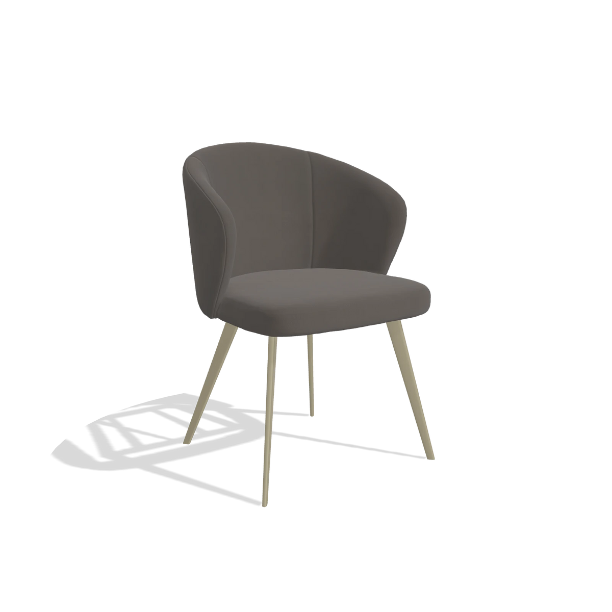 Dining Chair Lisette 6599 in Leather B918 (dark grey), champagne legs, angled view