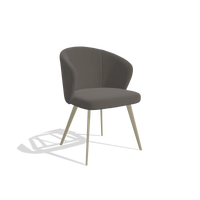 Dining Chair Lisette 6599 in Leather B918 (dark grey), champagne legs, angled view