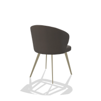 Dining Chair Lisette 6599 in Leather B918 (dark grey), champagne legs, back angled view