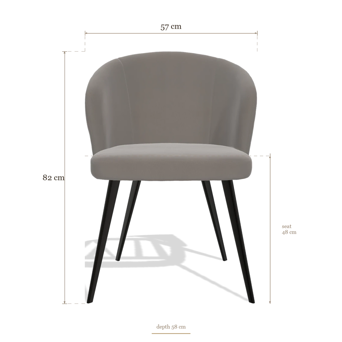Dining Chair Lisette 6599, dimensions 57 x 58 x 82 cm