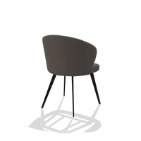 Dining Chair Lisette 6599 in Leather B918 (dark grey), espresso legs, back angled view