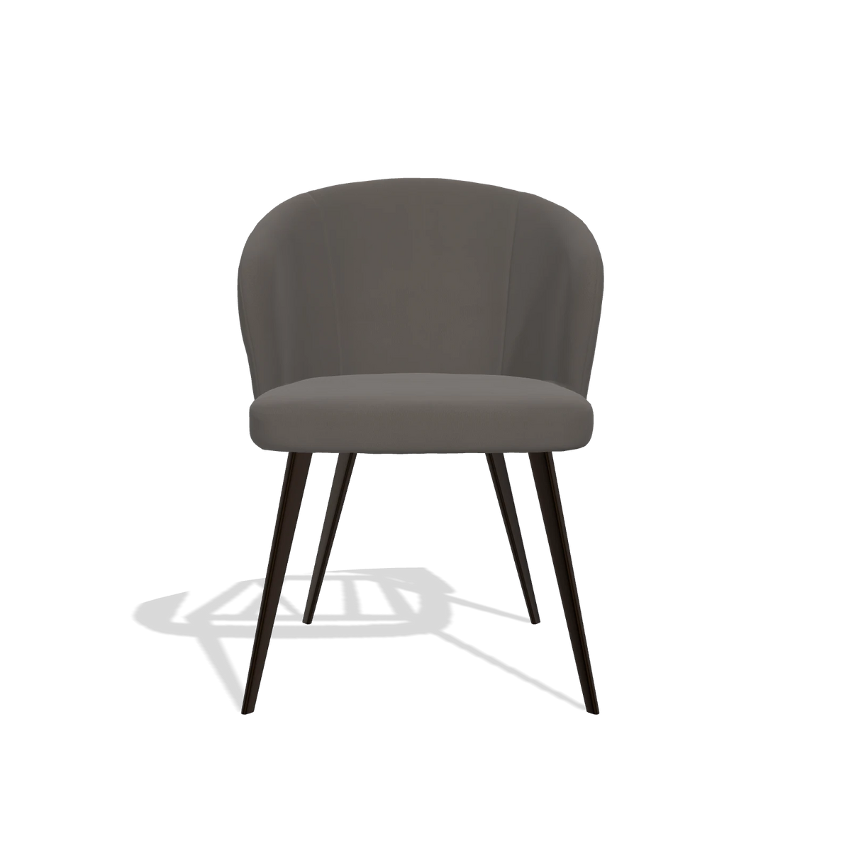 Dining Chair Lisette 6599 in Leather B918 (dark grey), espresso legs, front view