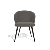 Dining Chair Lisette 6599 in Leather B918 (dark grey), espresso legs, front view