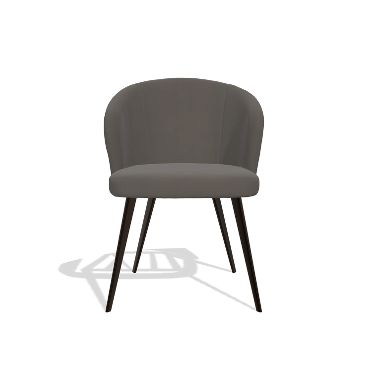Dining Chair Lisette 6599 in Leather B918 (dark grey), espresso legs, front view