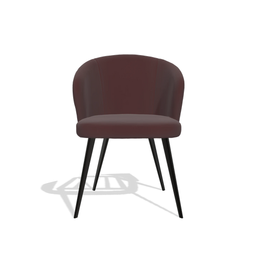 Chaise de salle à manger Lisette 6599 en Cuir B938 (chocolat), pieds en noir, vue de face