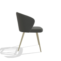 Eetkamerstoel Lisette 6599 in Leder B945 (donkergrijs), poten in champagne, zijaanzicht