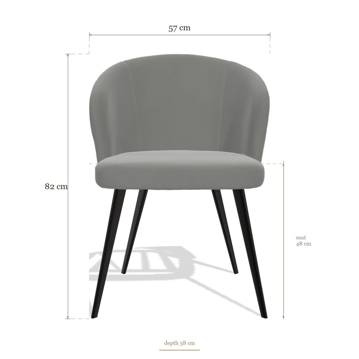 Eetkamerstoel Lisette 6599, afmetingen 57 x 58 x 82 cm