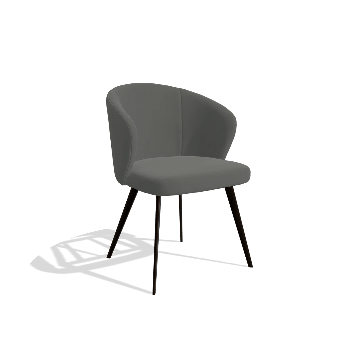 Eetkamerstoel Lisette 6599 in Leder B945 (donkergrijs), poten in espresso, schuin vooraanzicht