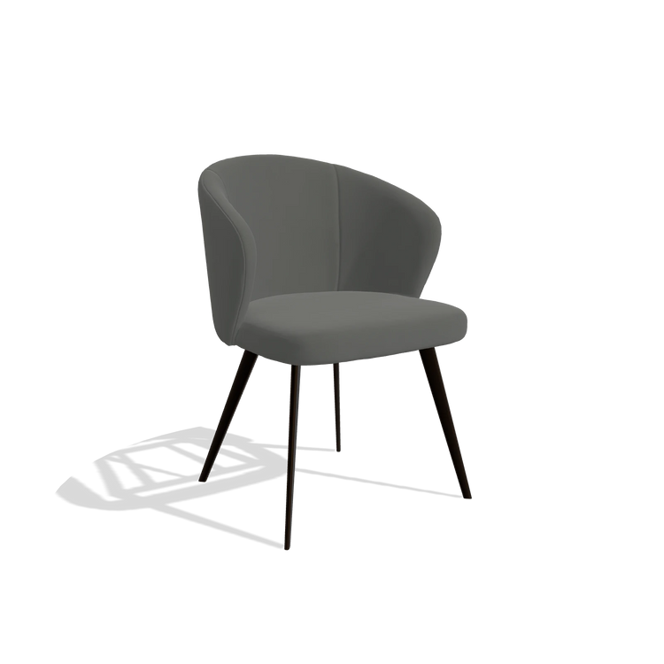 Eetkamerstoel Lisette 6599 in Leder B945 (donkergrijs), poten in espresso, schuin vooraanzicht