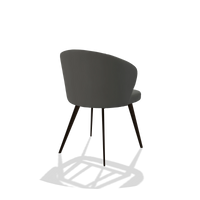 Eetkamerstoel Lisette 6599 in Leder B945 (donkergrijs), poten in espresso, schuin achteraanzicht