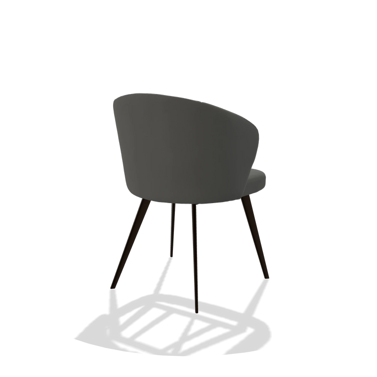 Eetkamerstoel Lisette 6599 in Leder B945 (donkergrijs), poten in espresso, schuin achteraanzicht