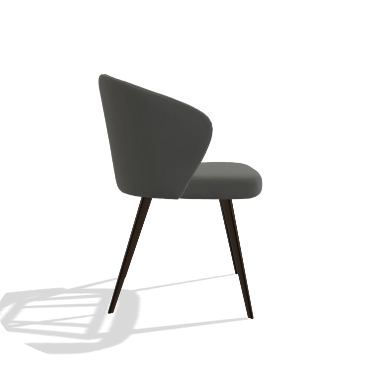 Eetkamerstoel Lisette 6599 in Leder B945 (donkergrijs), poten in espresso, zijaanzicht