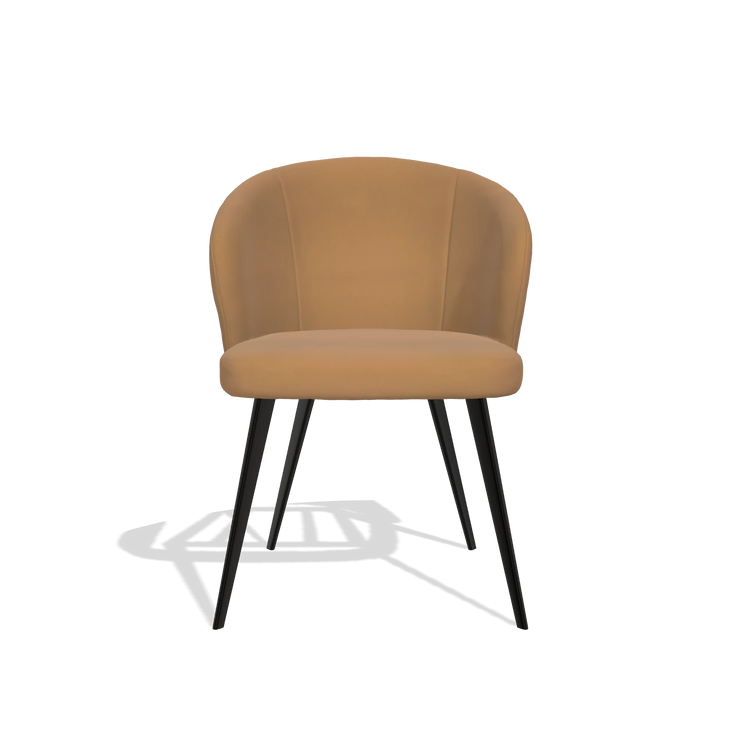 Sedia da pranzo Lisette 6599 in Pelle B947 (caramello), gambe in nero, vista frontale