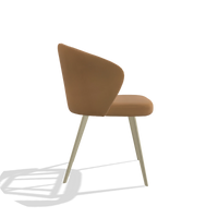 Sedia da pranzo Lisette 6599 in Pelle B947 (caramello), gambe in champagne, vista laterale