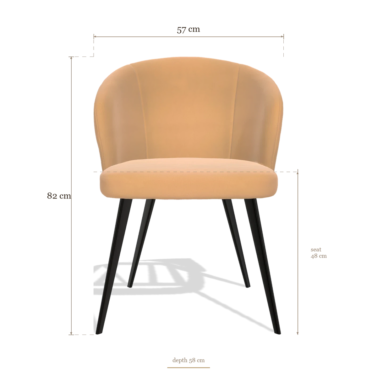 Sedia da pranzo Lisette 6599, dimensioni 57 x 58 x 82 cm