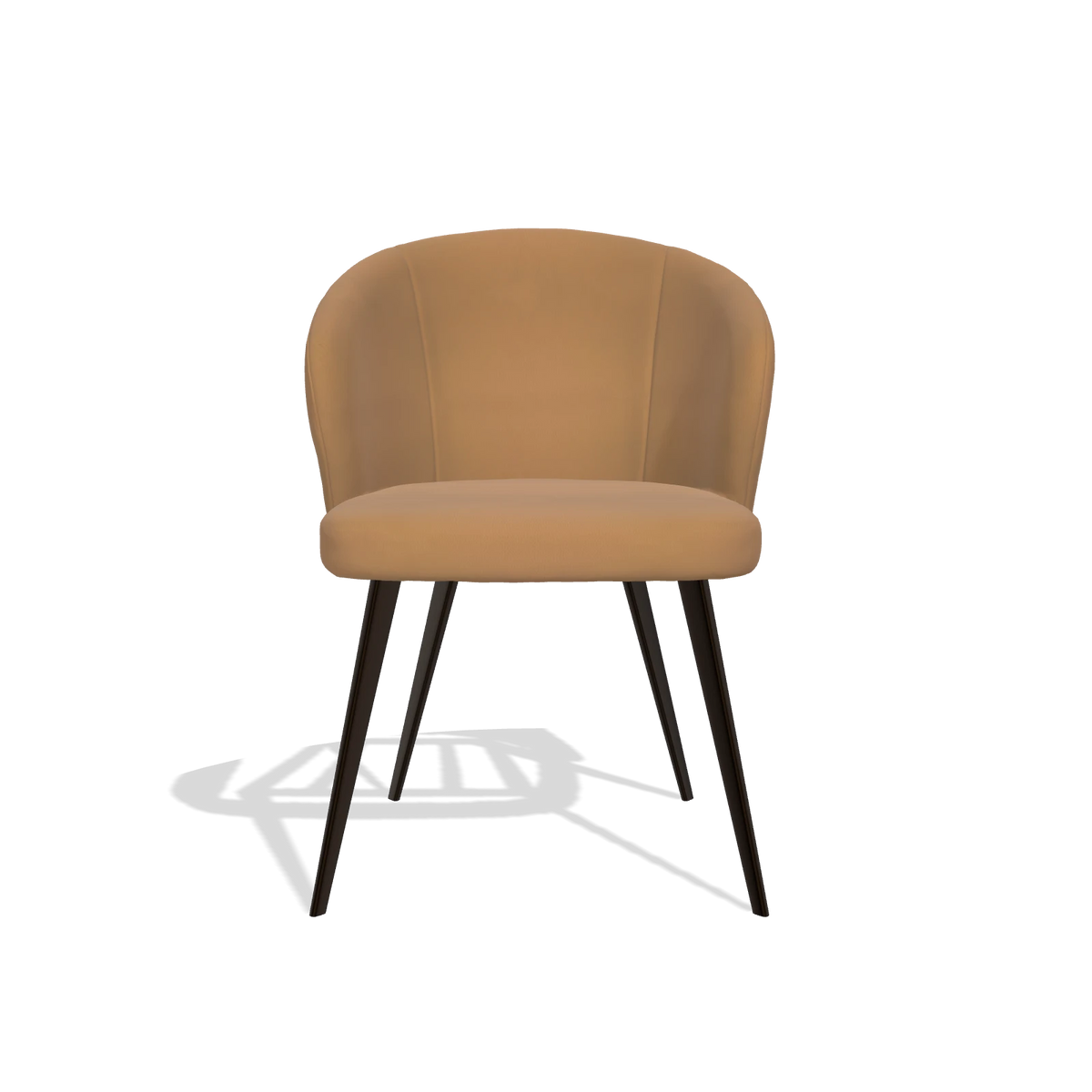 Sedia da pranzo Lisette 6599 in Pelle B947 (caramello), gambe in espresso, vista frontale