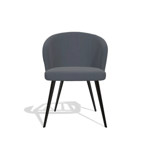 Chaise de salle à manger Lisette 6599 en Cuir B961 (gris foncé), pieds en noir, vue de face