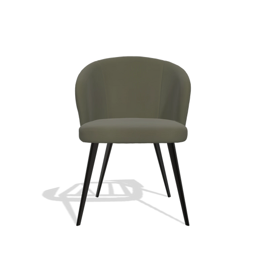 Chaise de salle à manger Lisette 6599 en Cuir B962 (gris foncé), pieds en noir, vue de face