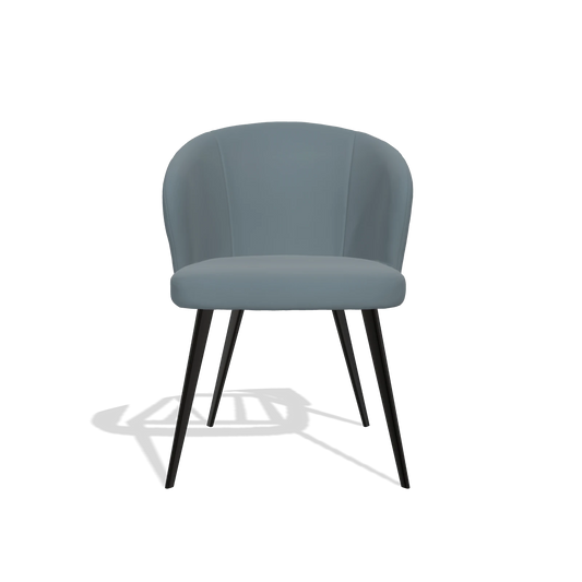Chaise de salle à manger Lisette 6599 en Cuir B963 (gris), pieds en noir, vue de face