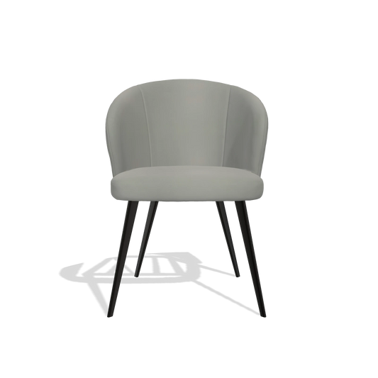 Chaise de salle à manger Lisette 6599 en Cuir B967 (grège), pieds en noir, vue de face