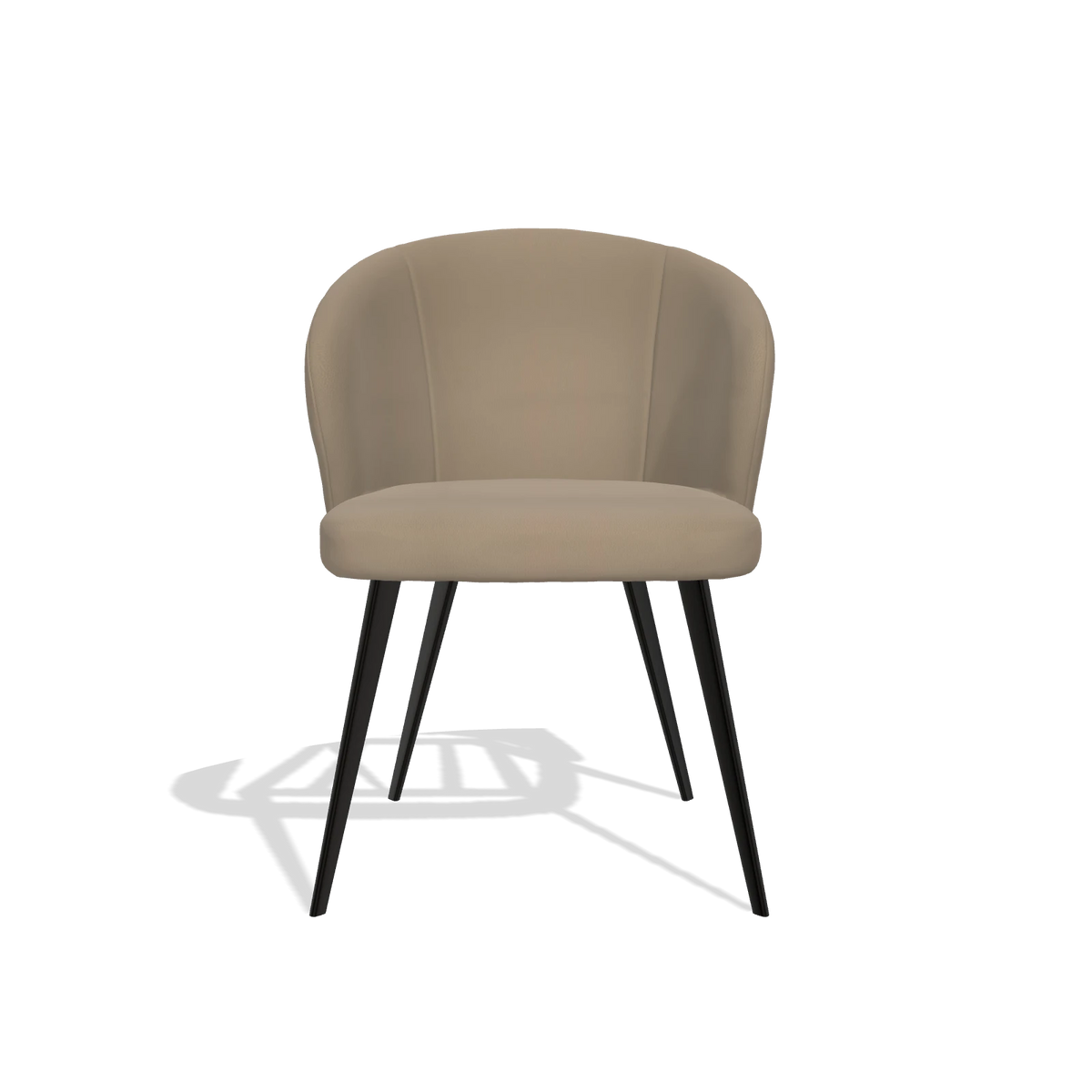 Esszimmerstuhl Lisette 6599 in Leder B968 (Taupe), Beine in Schwarz, Vorderansicht