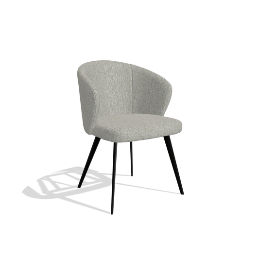 Chaise de salle à manger Lisette 6599 en tissu Lodge 110 (grège), pieds en noir, vue de trois-quarts