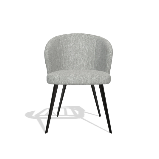 Chaise de salle à manger Lisette 6599 en tissu Lodge 60 (grège), pieds en noir, vue de face