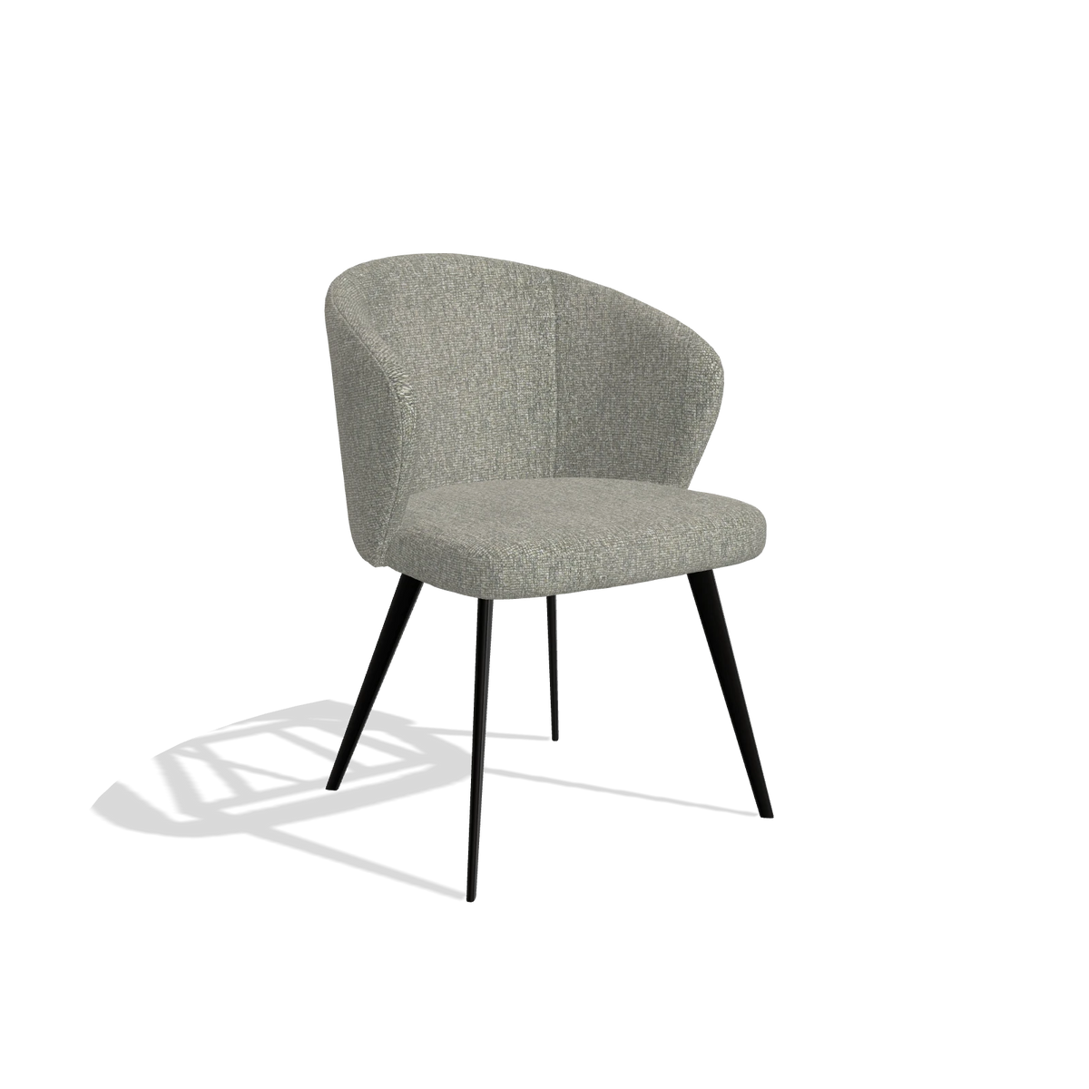 Dining Chair Lisette 6599 in Lodge 84 fabric (taupe), black legs, angled view