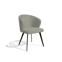 Dining Chair Lisette 6599 in Lodge 84 fabric (taupe), black legs, angled view