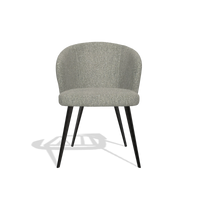 Dining Chair Lisette 6599 in Lodge 84 fabric (taupe), black legs, front view