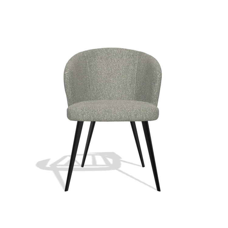 Dining Chair Lisette 6599 in Lodge 84 fabric (taupe), black legs, front view