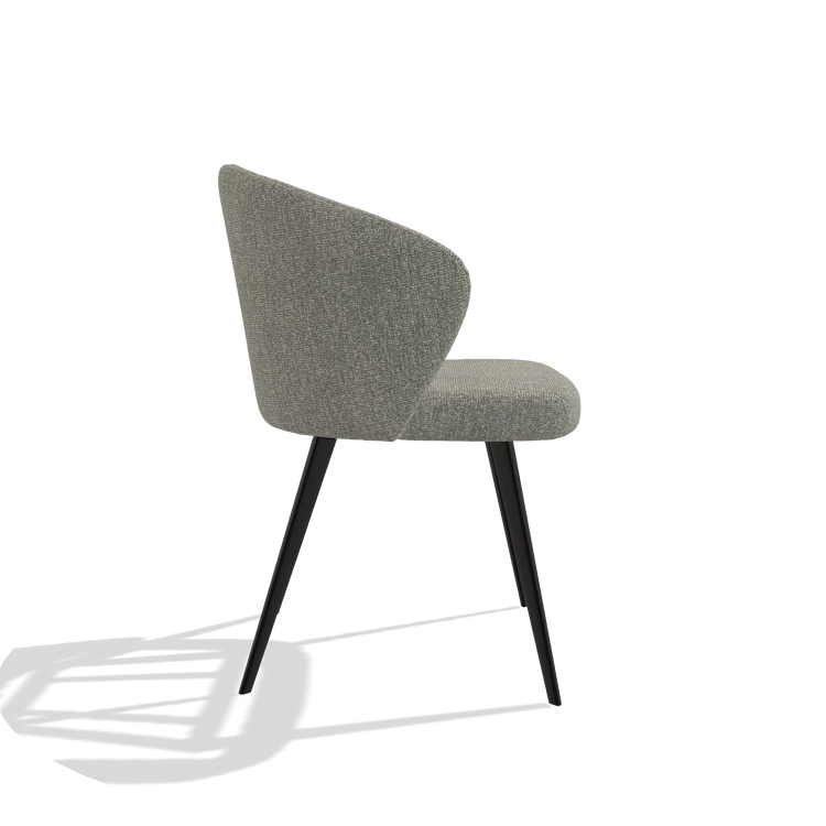 Dining Chair Lisette 6599 in Lodge 84 fabric (taupe), black legs, side view
