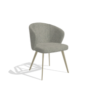 Dining Chair Lisette 6599 in Lodge 84 fabric (taupe), champagne legs, angled view