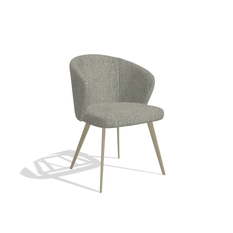 Dining Chair Lisette 6599 in Lodge 84 fabric (taupe), champagne legs, angled view