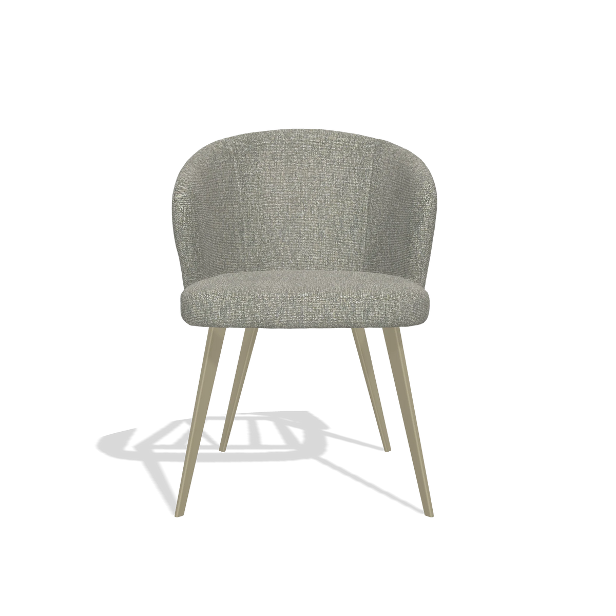 Dining Chair Lisette 6599 in Lodge 84 fabric (taupe), champagne legs, front view