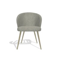 Dining Chair Lisette 6599 in Lodge 84 fabric (taupe), champagne legs, front view