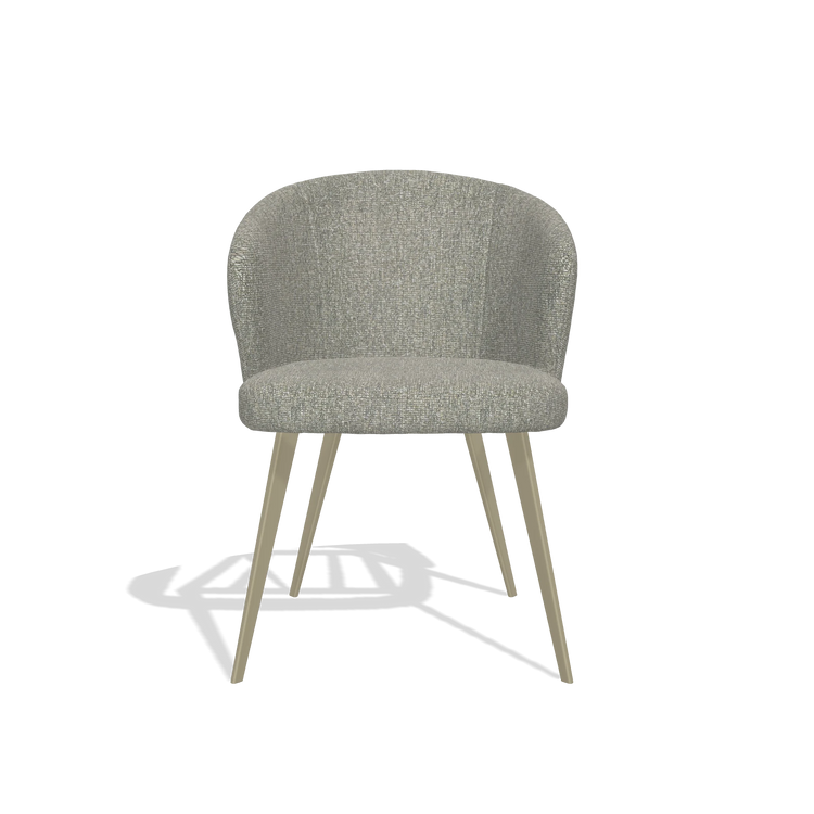 Dining Chair Lisette 6599 in Lodge 84 fabric (taupe), champagne legs, front view