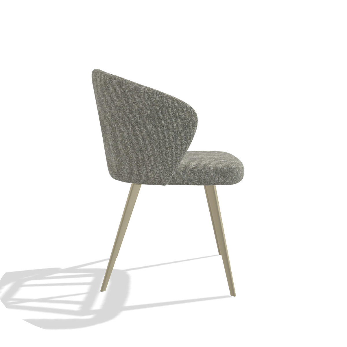 Dining Chair Lisette 6599 in Lodge 84 fabric (taupe), champagne legs, side view