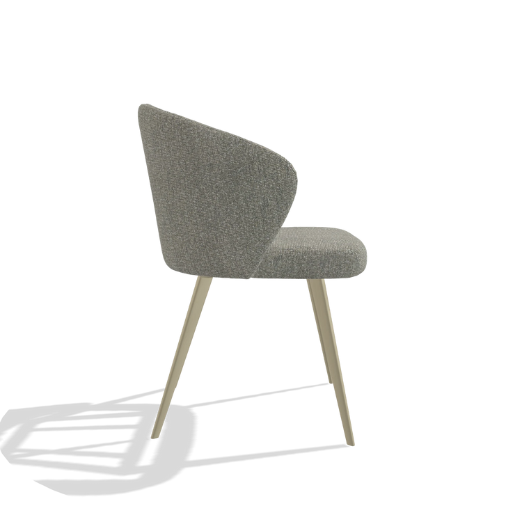 Dining Chair Lisette 6599 in Lodge 84 fabric (taupe), champagne legs, side view