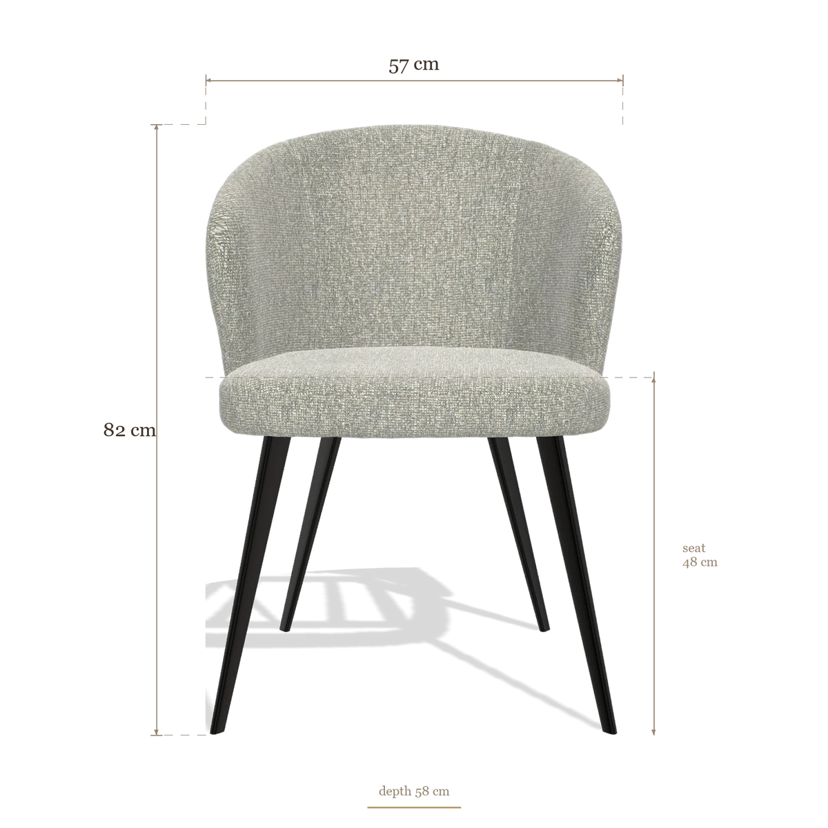 Dining Chair Lisette 6599, dimensions 57 x 58 x 82 cm