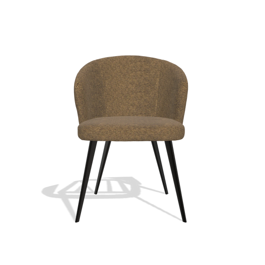 Chaise de salle à manger Lisette 6599 en tissu Mito 14 (marron), pieds en noir, vue de face