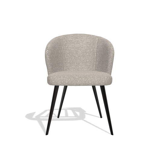 Chaise de salle à manger Lisette 6599 en tissu Mito 180 (grège), pieds en noir, vue de face