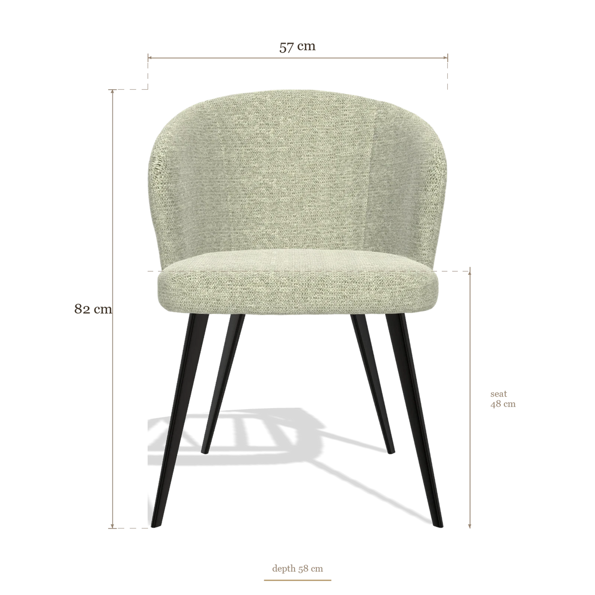 Sedia da pranzo Lisette 6599, dimensioni 57 x 58 x 82 cm