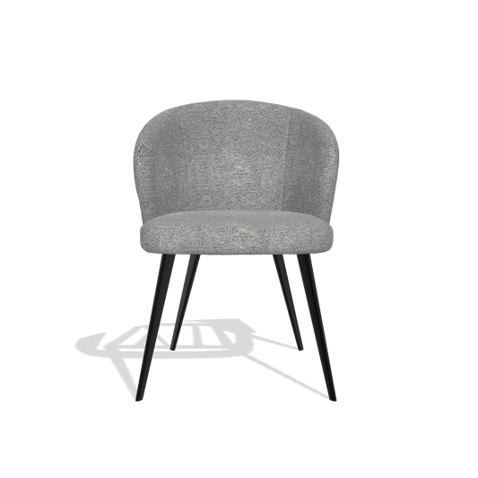 Dining Chair Lisette 6599 in Mito 97 fabric (taupe), black legs, front view