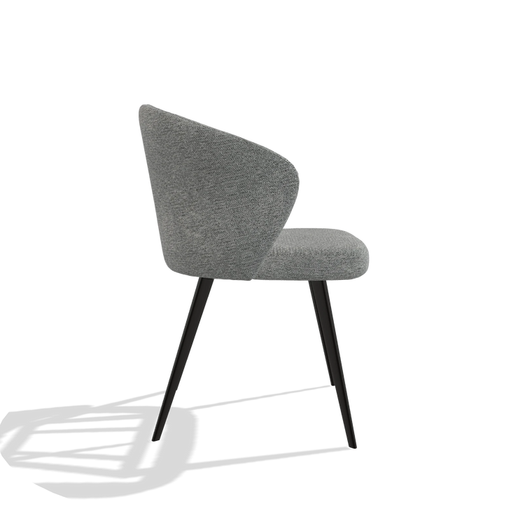 Esszimmerstuhl Lisette 6599 in Stoff Mito 97 (Taupe), Beine in Schwarz, Seitenansicht
