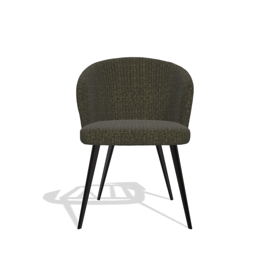 Chaise de salle à manger Lisette 6599 en tissu Niagara 502 (noir), pieds en noir, vue de face