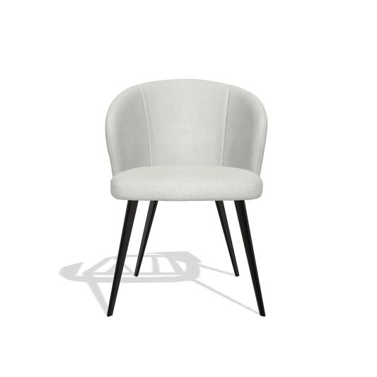 Chaise de salle à manger Lisette 6599 en tissu Niagara 901 (gris clair), pieds en noir, vue de face