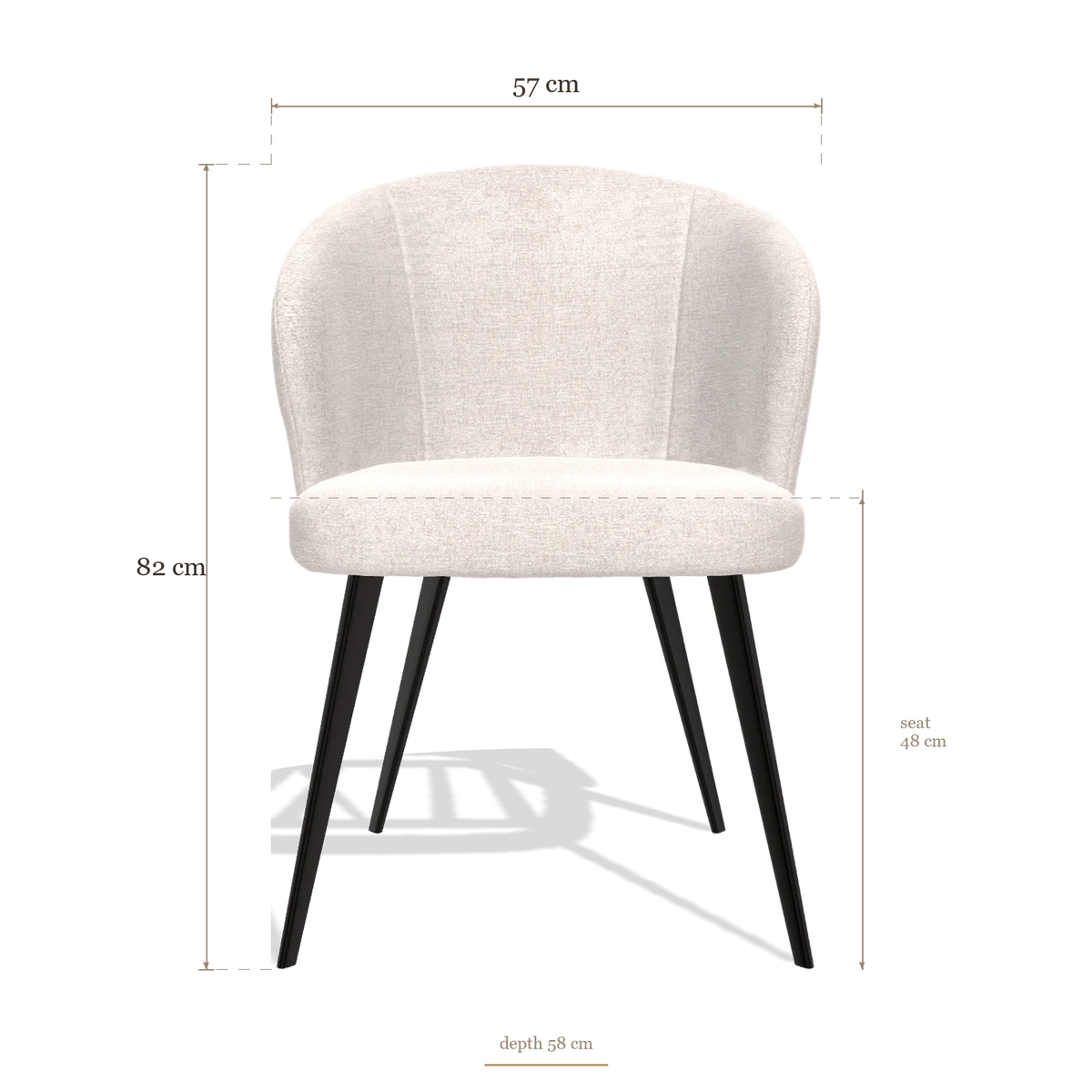 Eetkamerstoel Lisette 6599, afmetingen 57 x 58 x 82 cm
